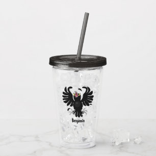 Funny crazy crow raven cartoon illustration acrylic tumbler