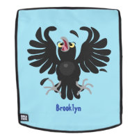 Funny crazy crow raven cartoon illustration