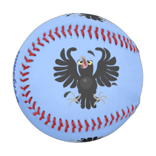 Funny crazy crow raven cartoon illustration baseball