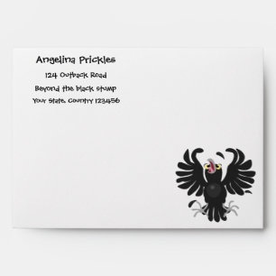 Funny crazy crow raven cartoon illustration envelope