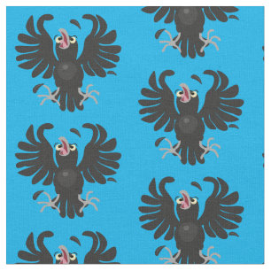 Funny crazy crow raven cartoon illustration fabric