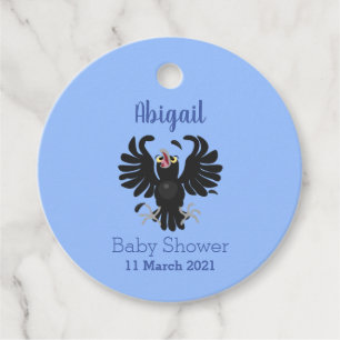 Funny crazy crow raven cartoon illustration  favour tags