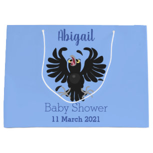 Funny crazy crow raven cartoon illustration large gift bag
