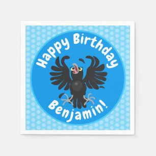 Funny crazy crow raven cartoon illustration napkin