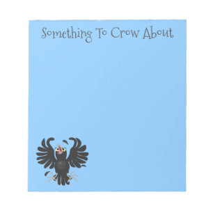 Funny crazy crow raven cartoon illustration notepad
