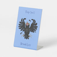 Funny crazy crow raven cartoon illustration