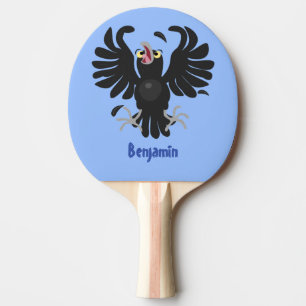 Funny crazy crow raven cartoon illustration ping pong paddle