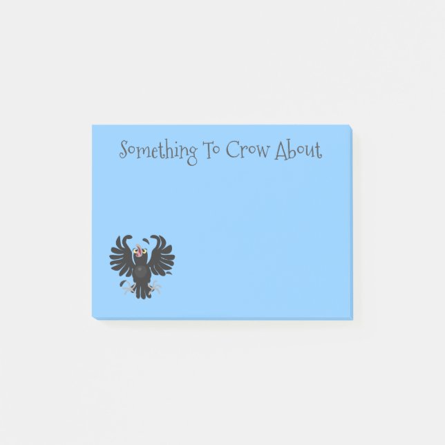 Funny crazy crow raven cartoon illustration post-it notes (Front)