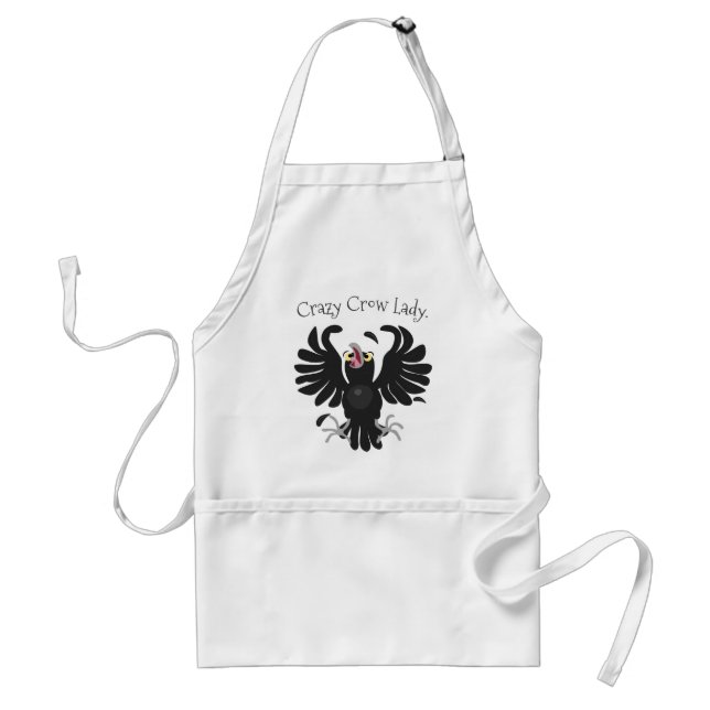 Funny crazy crow raven cartoon illustration standard apron (Front)
