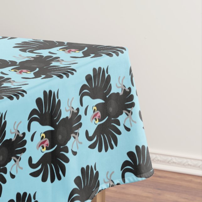 Funny crazy crow raven cartoon illustration tablecloth (In Situ)