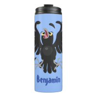 Funny crazy crow raven cartoon illustration