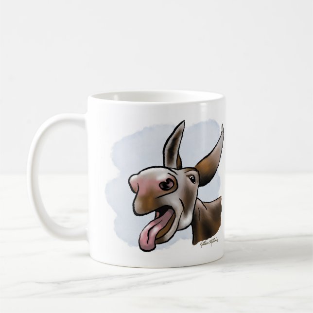 Funny Crazy Donkey Cartoon Coffee Mug (Left)