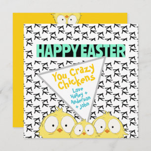 Funny Crazy Fun Happy Easter You Crazy Chickens    Holiday Card
