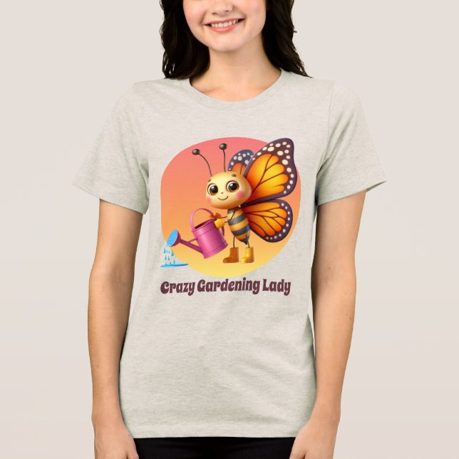 Funny crazy gardening lady bee Tri-Blend shirt (Front)