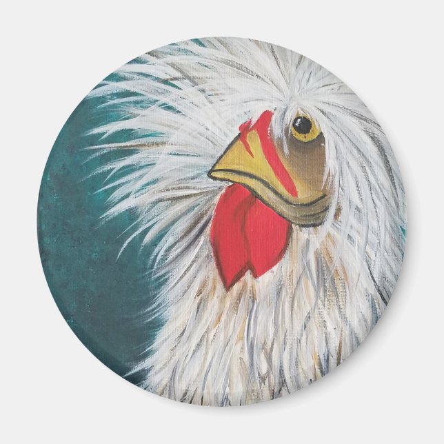 Funny Crazy Hair Chicken Magnet (Front)