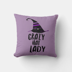Funny Crazy Hat Lady Witch Pillow for Halloween