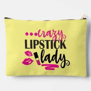 Funny crazy lipstick lady word art  accessory pouch