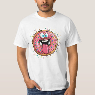 Funny Crazy Pink Glazed Doughnut Monster T-Shirt
