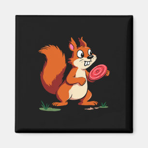 Funny Crazy Squirrel Disc Golf Player Sket Golfer Magnet
