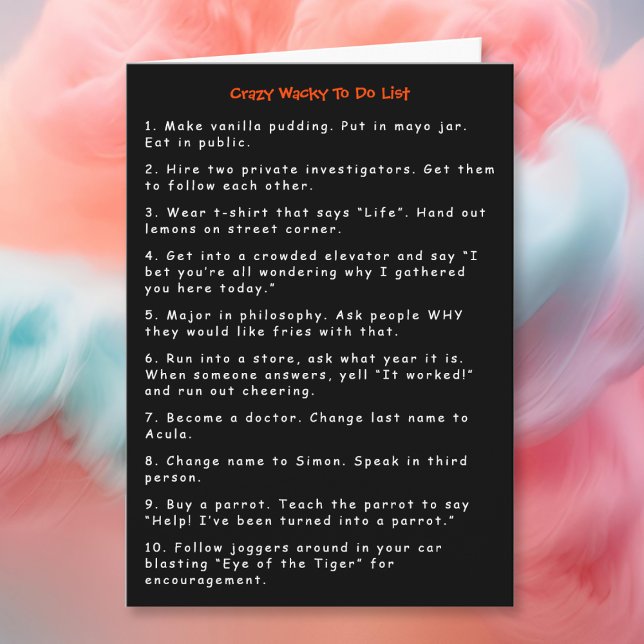 Funny Crazy Wacky New Year Pranks To Do List Card (Funny Crazy Wacky New Year Pranks To Do List Humor Card)