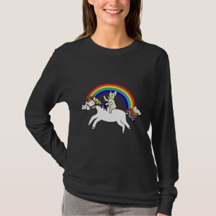 Funny Cream French Bulldog Riding Unicorn T-Shirt