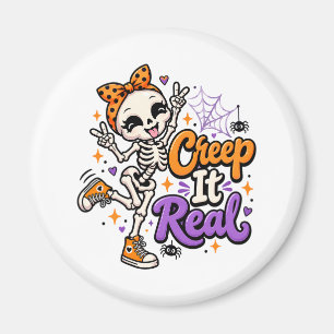 Funny Creep It Real Skeleton Halloween Magnet