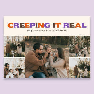 Funny Creeping It Real Halloween Photo Holiday  Card