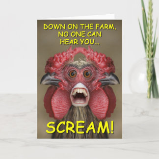 Funny Creepy Chicken Monster Greeting Card