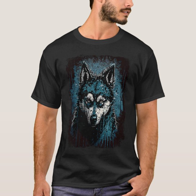 Funny Creepy Husky T-Shirt (Front)