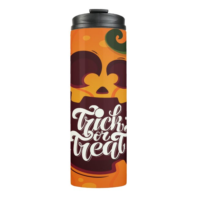 Funny Creepy Pumpkin Trick or Treat Thermal Tumbler (Front)