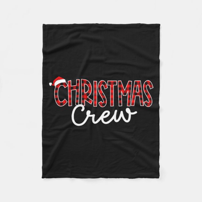 Funny Crew Santa Hat Christmas Red Plaid Xmas Fami Fleece Blanket (Front)