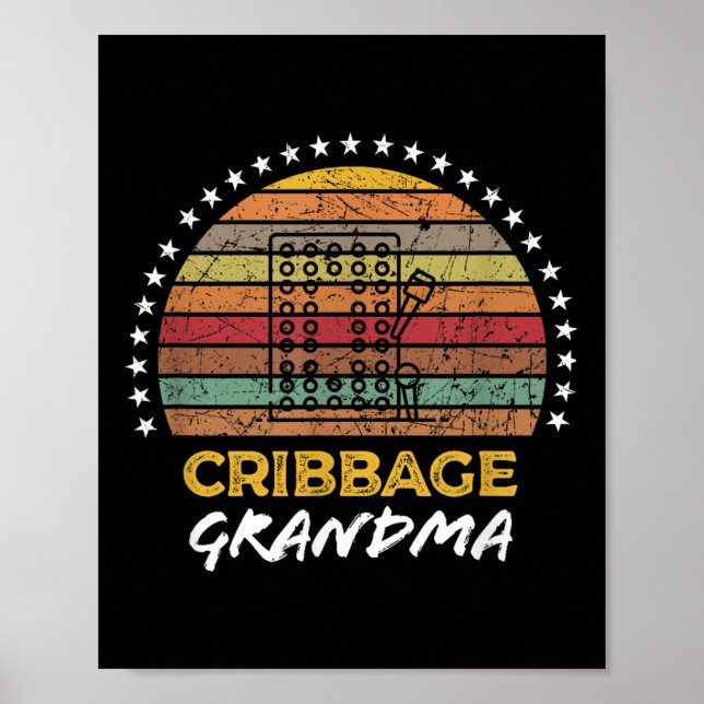 Funny Cribbage Grandma Board Game Quote Graphic  Poster (Front)