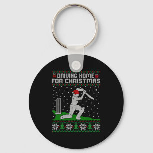 Funny Cricket Player Driving Home For Christmas Sw Key Ring