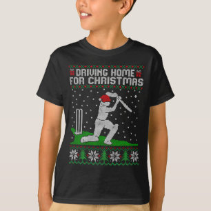 Funny Cricket Player Driving Home For Christmas Sw T-Shirt