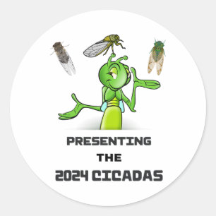Funny Cricket Presenting Cicadas Bugs Insects Inva Classic Round Sticker