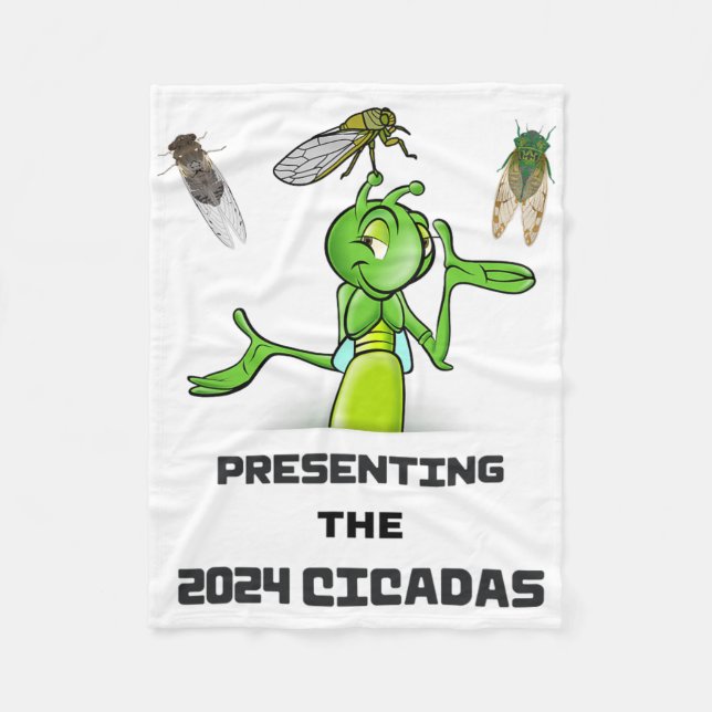 Funny Cricket Presenting Cicadas Bugs Insects Inva Fleece Blanket (Front)