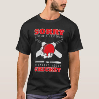Funny Cricket Shoes Jersey Thinking About Cricket T-Shirt
