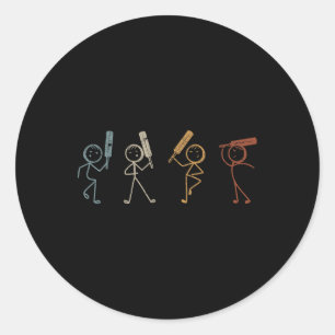 Funny Cricket Stick Figure Funny Cricketer Cricket Classic Round Sticker
