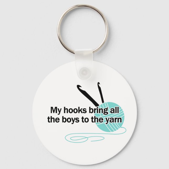 funny crochet humour crocheter hook yarn ball skei key ring (Front)