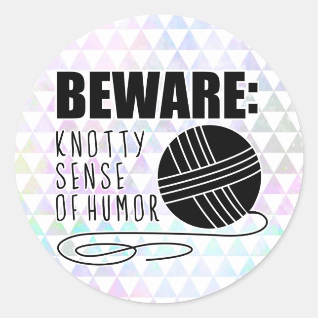 funny crochet knit humour knitting yarn ball skein classic round sticker (Front)