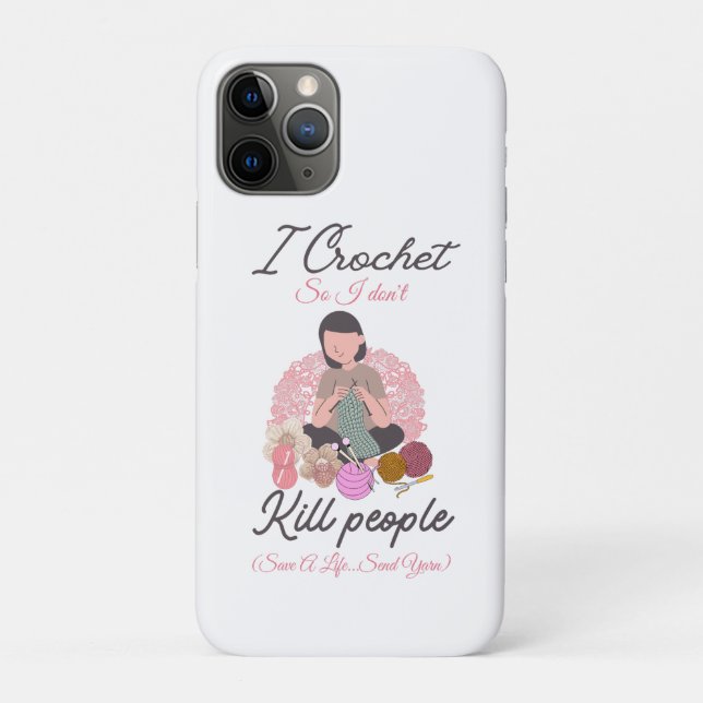 Funny Crochet Quote Yarn Lover Design Case-Mate iPhone Case (Back)