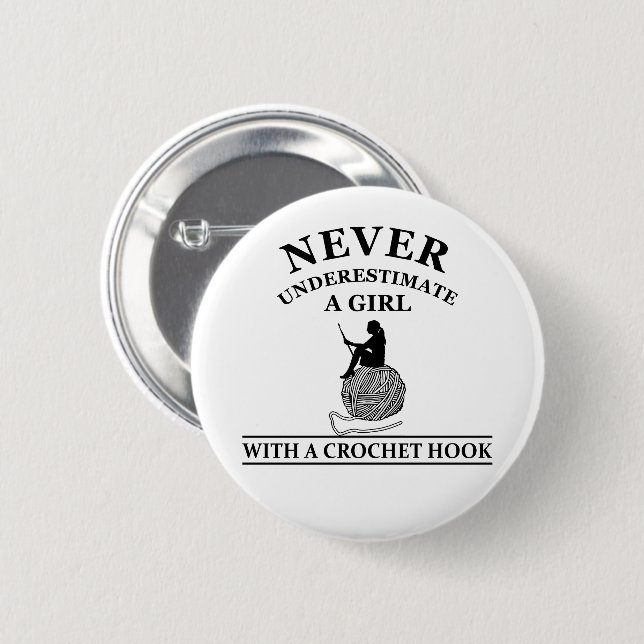 funny crocheting quote 6 cm round badge (Front & Back)