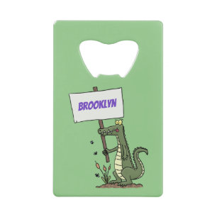 Funny crocodile aligator with sign cartoon