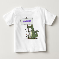Funny crocodile aligator with sign cartoon