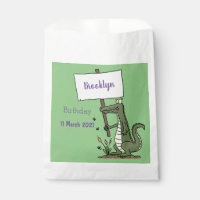 Funny crocodile aligator with sign cartoon