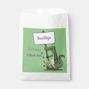 Funny crocodile aligator with sign cartoon favour bags