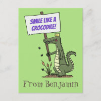 Funny crocodile aligator with sign cartoon