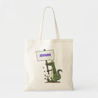 Funny crocodile aligator with sign cartoon
