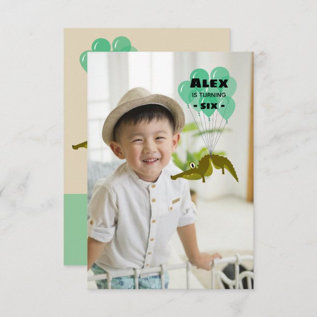 Funny crocodile Birthday Party with picture  Invitation (Front/Back)