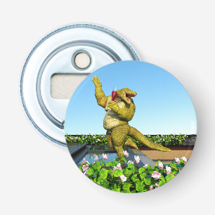 Funny Crocodile Champagne Pool Party Art Bottle Opener